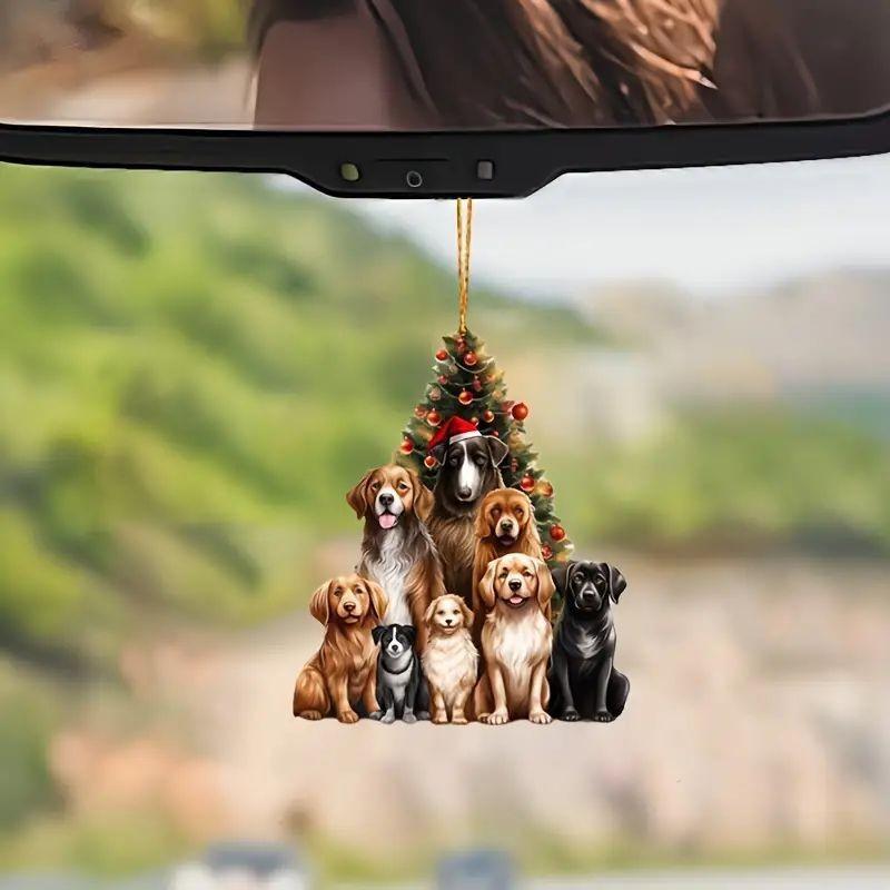 Playful Cartoon Acrylic Dog Christmas Car Decoration For Fun And Festive Look Vehicle