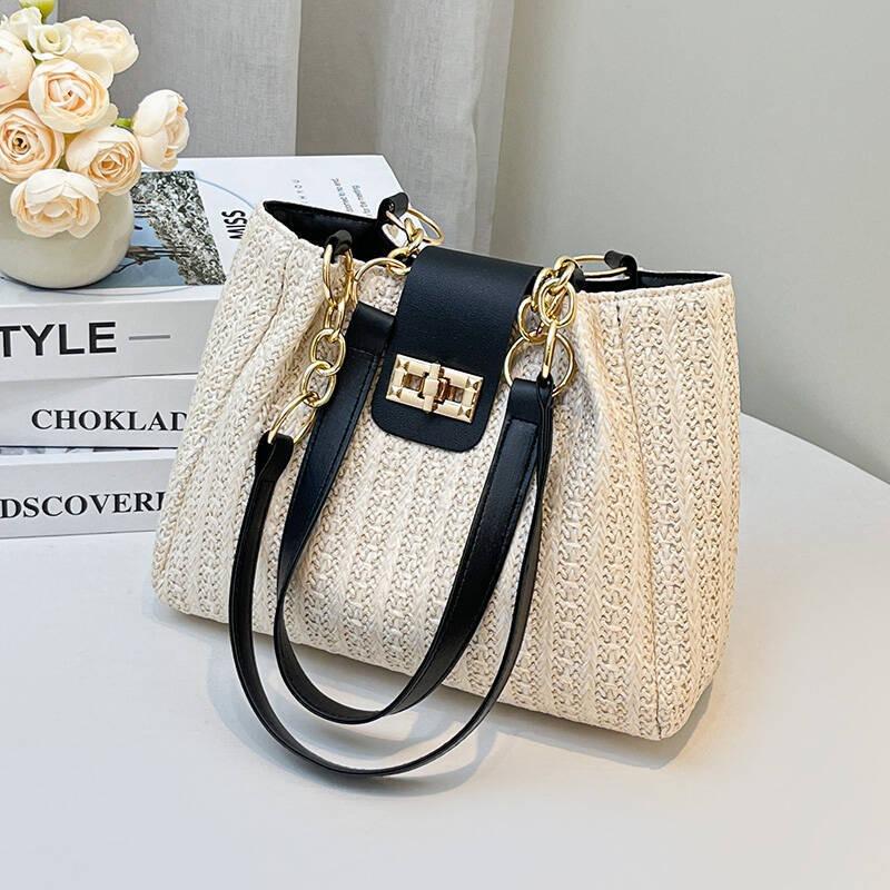 Fashi Women Summer Bohemian Straw Bag Colorful Woven Beach Crossbody Bag Shoulder Messenger Bag Girls Handbags Straw Bag Gifts (20cm<Max Length<30cm) чёрный