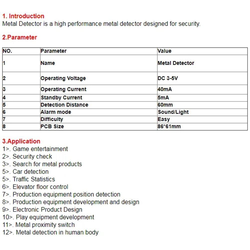 1Set Durable JS-60 Metal Detector Kit DC 3V-5V Module Part Electronic Kit Non-contact 60mm Sensor Board
