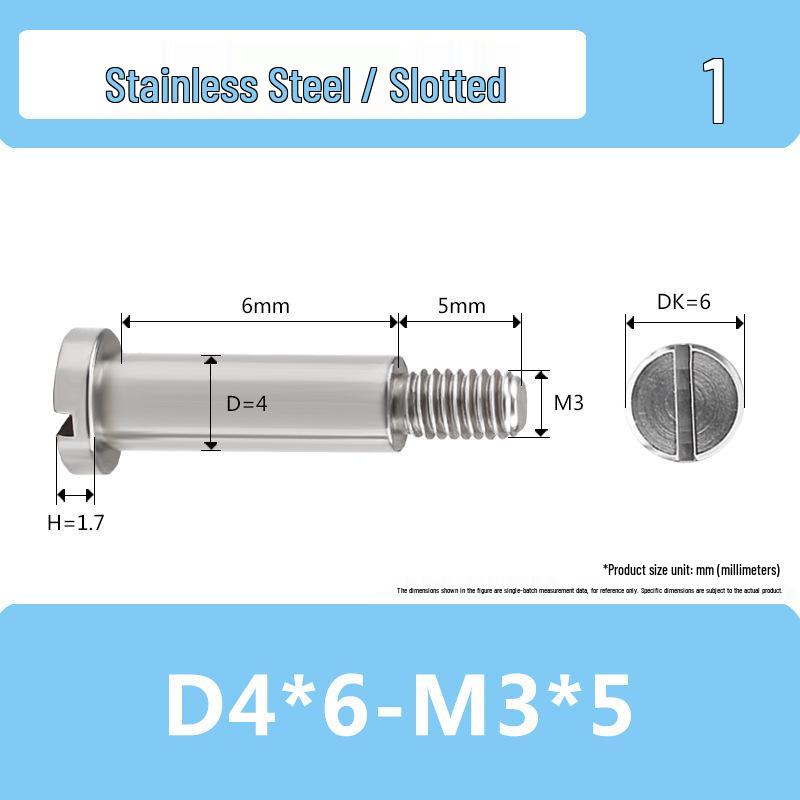 Single-Slot Stainless Steel M3*D4D5 Shoulder Head Bolt with Smooth Shank and Partial Thread