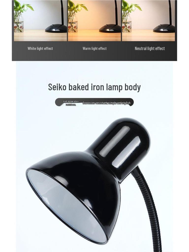 Eye-Care LED Desk Lamp: Minimalist Plug-In for Study, Dorm, or Office
