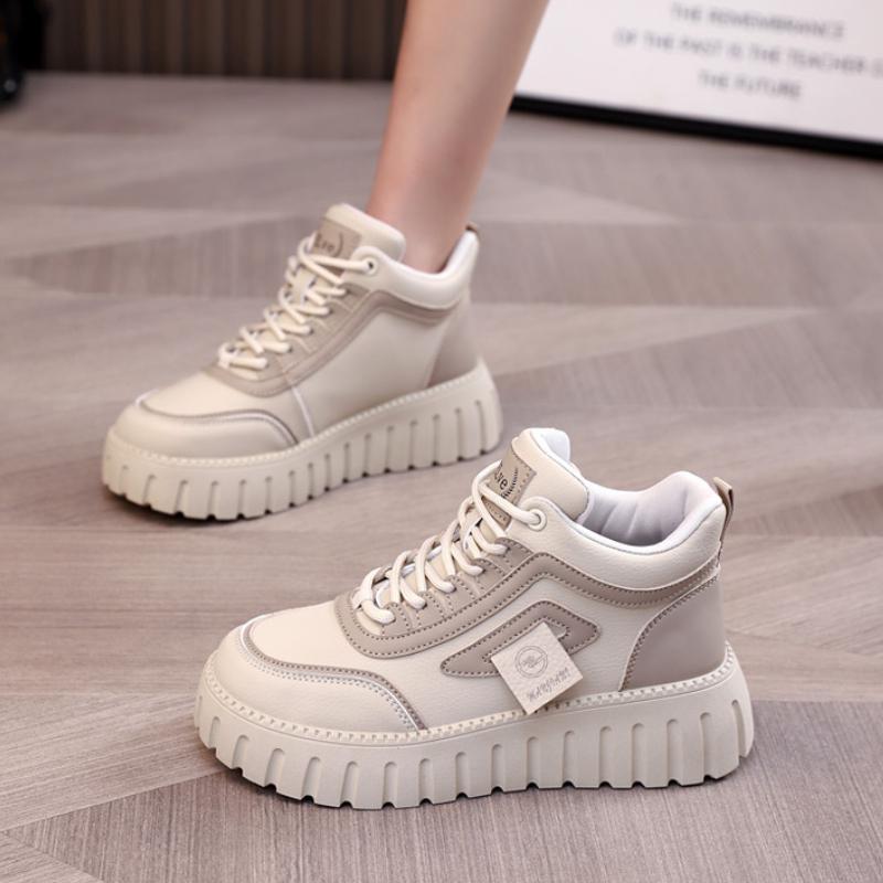Trendy High Top Dad Shoes 2024 Autumn Women's Thick Sole Anti Slip Versatile Casual Daily Sports Board Shoes Platform Sneakers