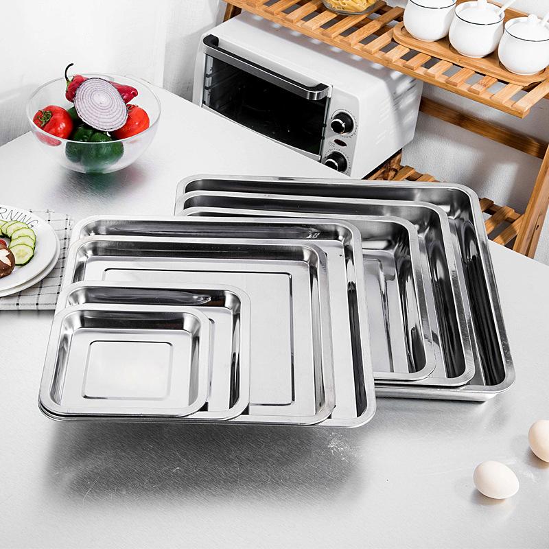 Edelstahl Barbecue Teeaufbewahrung Serviertabletts Rechteck Gedämpfter Reis Wurst Teller Grill Fleisch Restaurant Metallutensilien 1Stk.