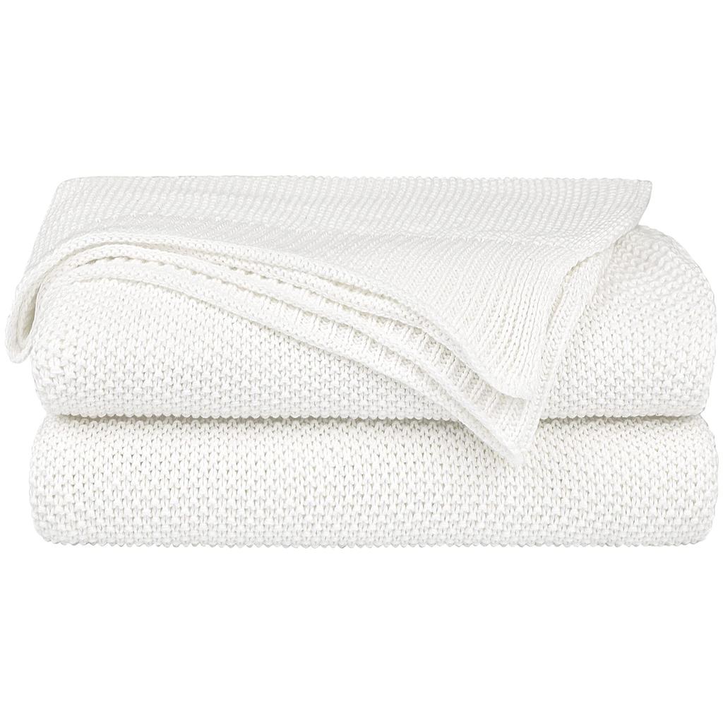 uxcell Cotton Knit Throw Blanket, Soft Solid Decorative Knit Blanket for Sofa, Couch, or Bedroom, White, 150*200cm