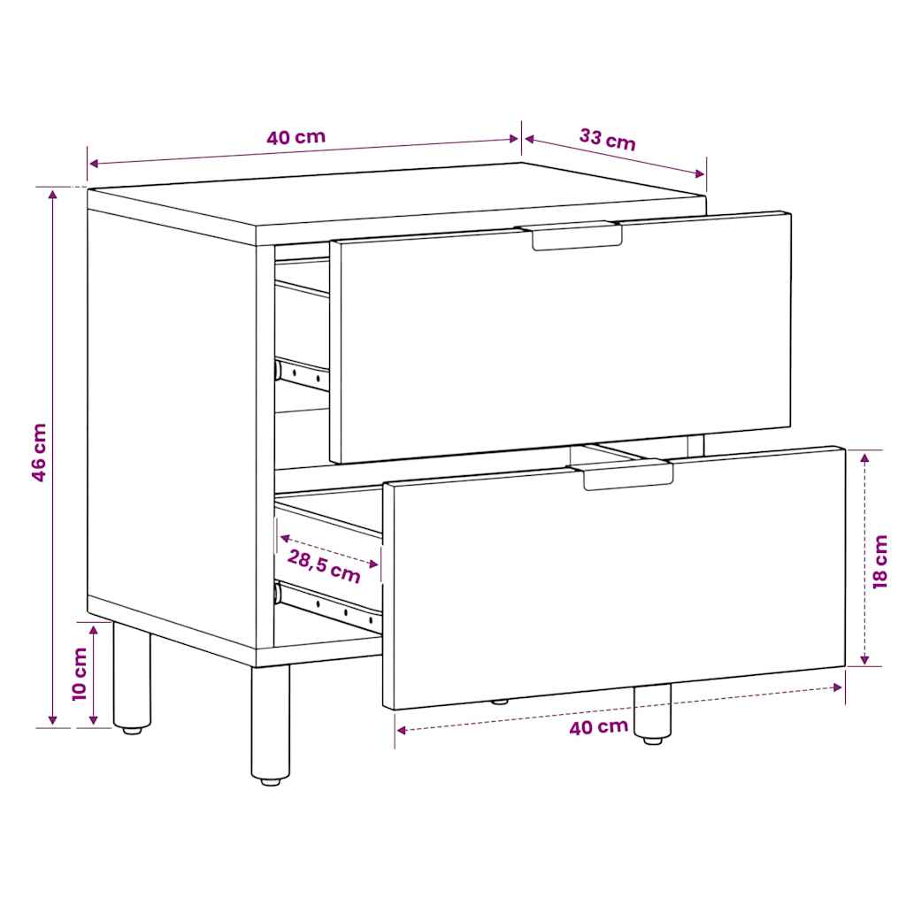 Nightstand Brown 40 x 33 x 46 cm Solid Mango Wood