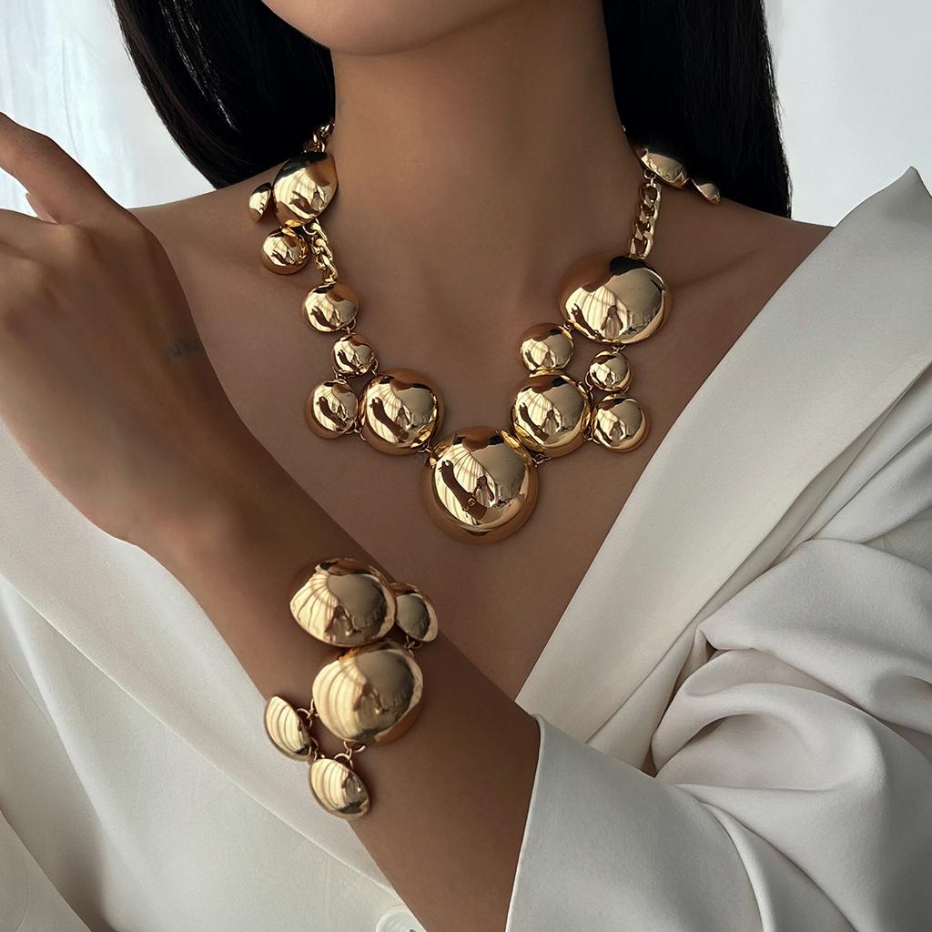 Ingemark Hip Hop Punk Semicircle Chain Necklace Bracelet for Women 2026 Trend Classic Metal Link Grunge Jewelry Steampunk Men