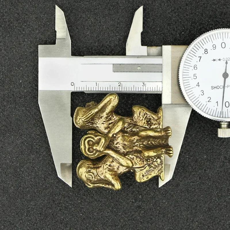 Heimdekoration Handwerk Retro Reines Kupfer Drei Affen Tee Haustier Ornamente Zubehör Affenstatue Miniatur Schreibtischdekoration