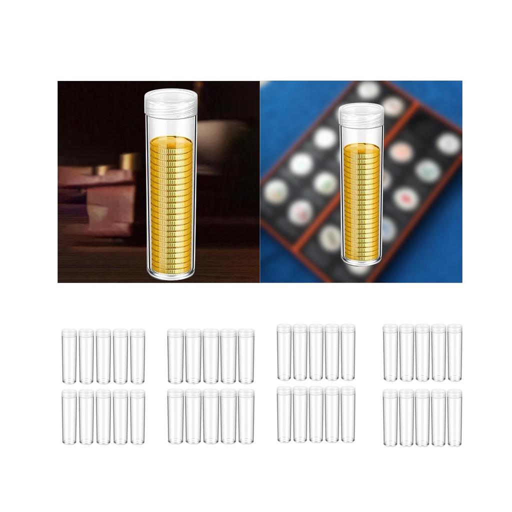 10 Stück Münzaufbewahrungsröhrchen Stabil Rund für Münzsammlung Transparent
