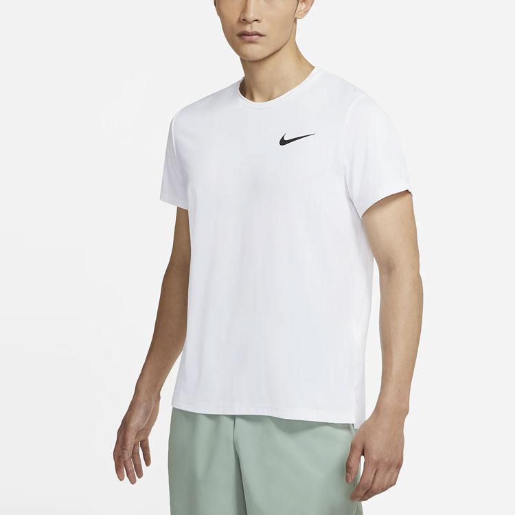 Nike Pro Dri-FIT Solid Color Sports Training Quick-Dry Crew Neck Short Sleeve T-Shirt Men Tops White CZ1182-100