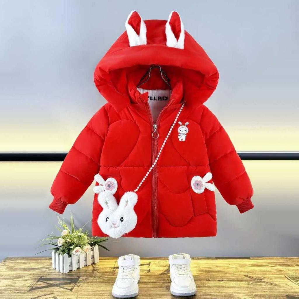 Girls' Cotton-padded Jacket, No-wash, Fleece and Thickened Cotton-padded Jacket, Cute and Warm Coat for Children