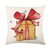 Christmas Pillow Cover Linen Printed Blue Stripe Home Sofa Cushion Cover Pillow Cover