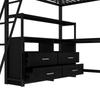 Kinderbett Hochbett 140x200 Metall, L-Desk, 4 Schubladen, Regal, Lattenrost, (ohne Matratze)