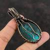 Tibetan Turquoise Copper Pendant Wire Wrapped Gemstone Pendant Handmade Jewelry Unique Copper Design Jewelry Gift For Him Birthstone Jewelry