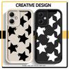 Black White Stars Lichee Pattern Case for Xiaomi Redmi Note 14 Pro Plus 10 14C Note 13 13C 12C 12 11 11s 12s A1 A2 A3 A4 Phone