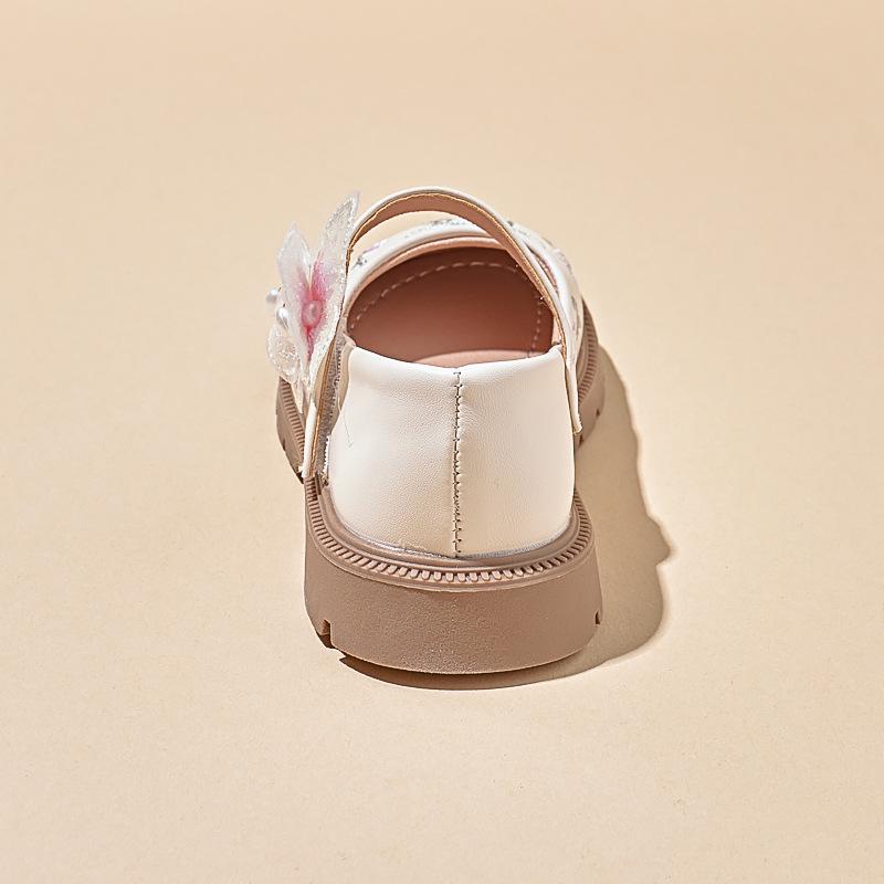 Bestickte Hanfu Leder-Ballerinas für Mädchen mit Klettverschluss für Herbst 2025 - Prinzessinnen-Stil für mittlere und große Kinder