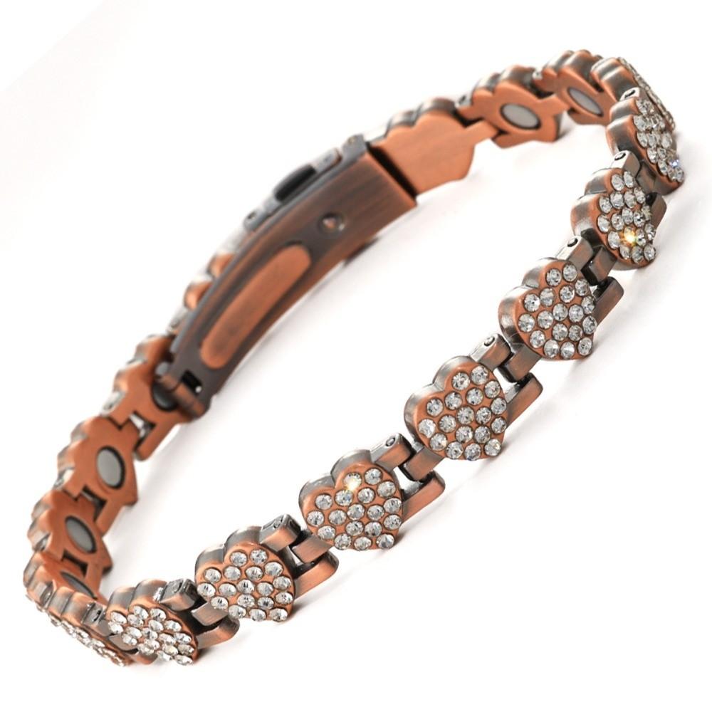 Premium Stainless Steel Magnetic Bracelet High Polished Fashion Anti Static Bangle Round Smooth Rhinestone Wrist Chain Party