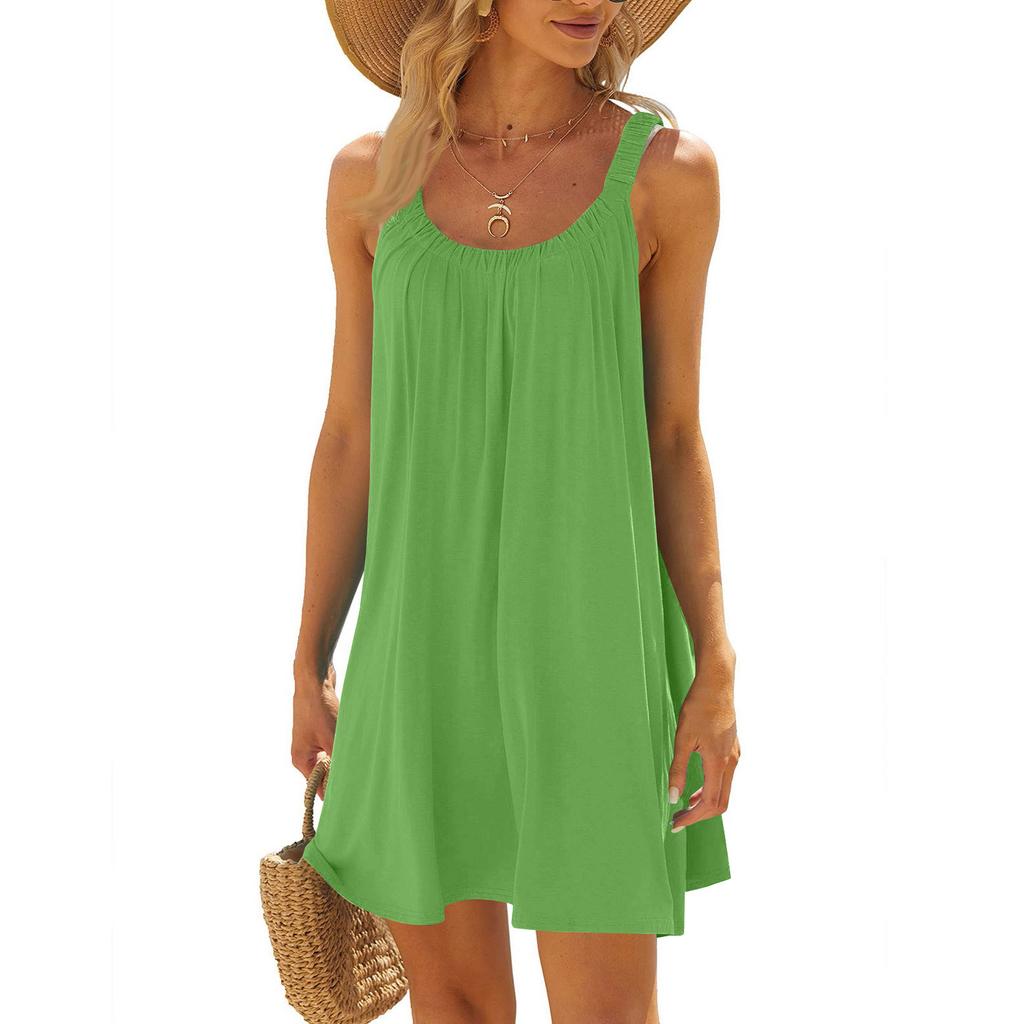 Ladies' Casual Loose Sleeveless U-neck Dress