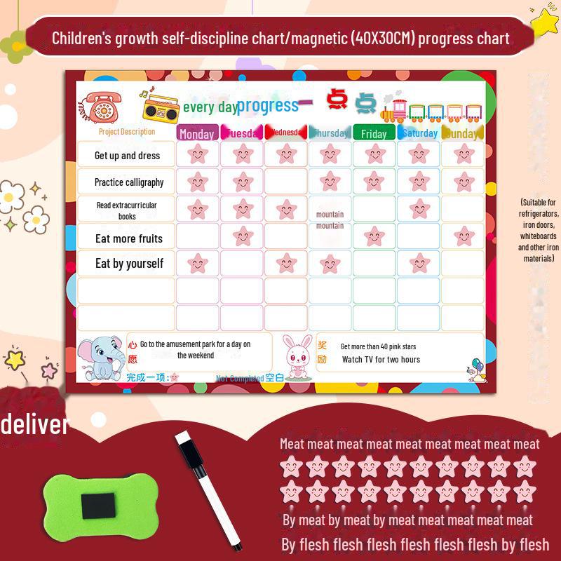 Magnetic Kids' Growth and Habits Tracker with Reward Stars