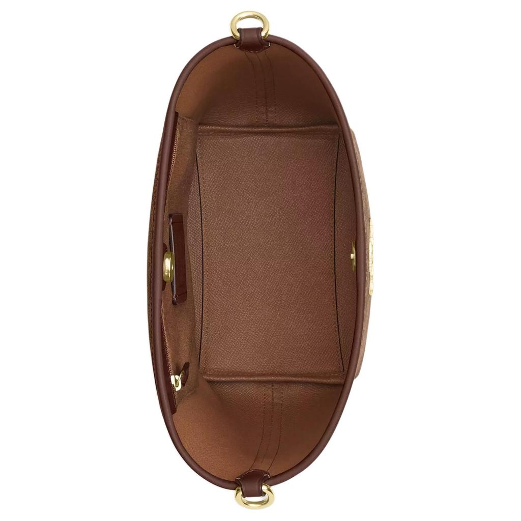 Coach City Bucket 17 Monogram Metal Logo Signature Coated Canvas Tote Shoulder Bag Small Women bags Brown CT800-IMXHE