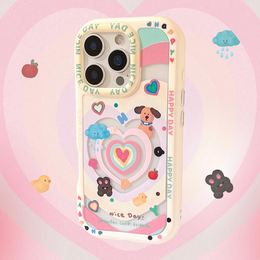 Dopamine Love Puppy for IPhone 16 Phone Case for IPhone 17 Mirror Stand 15promax
