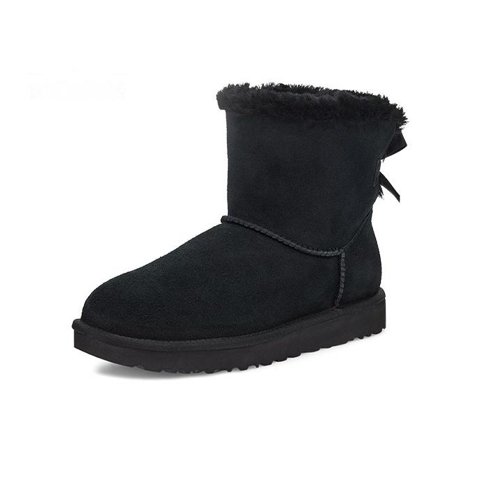 UGG Bailey Mini Bailey Kastanie Warm Plüsch Kurze Schneestiefel Damen Schneestiefel Schwarz 1119512-BLK