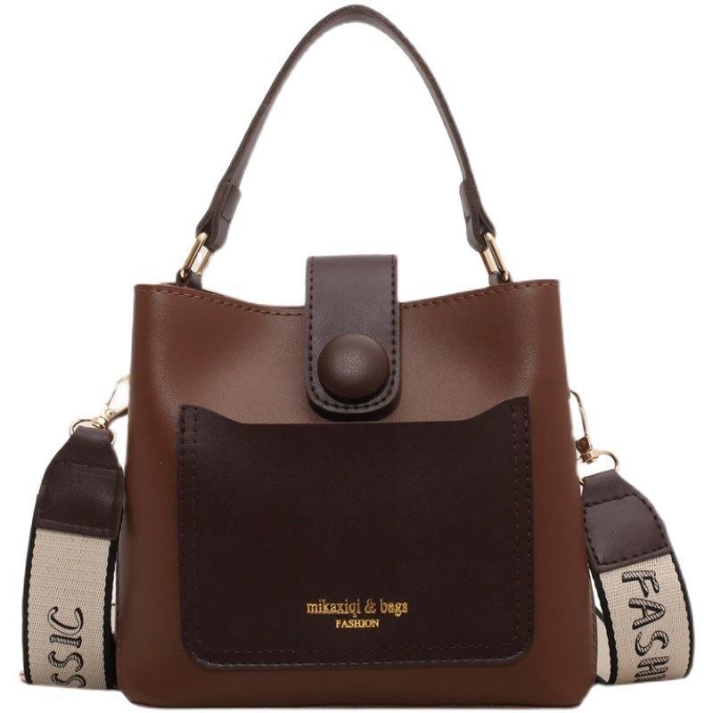 Trendy Color Block Womens Shoulder Bag Stylish Soft Bucket Bag Ideal For Everyday Use