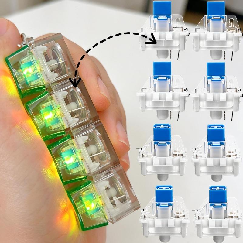 50pcs Fashion Dustproof Blue Push-button Replacement Keyboard Keycap Parts Keychain Decompression Button DIY Keyring Accessories
