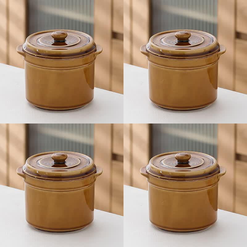 Ru Han Ceramic Double-Lid Stew Pot (4-Pack)