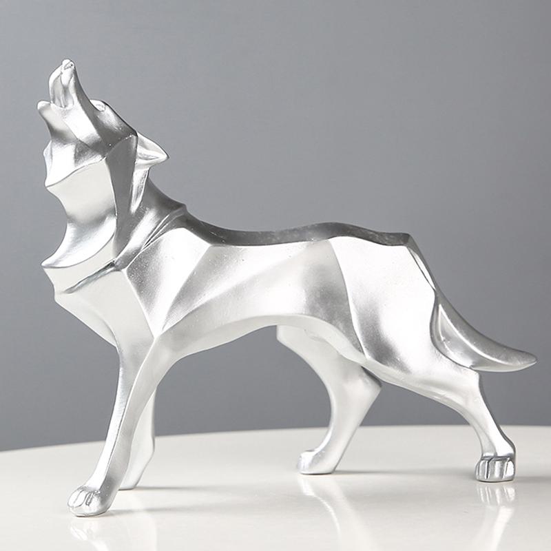 Hars Abstract Wolfbeeld Geometrische Dierenfiguren Wolfbeeldhouwwerk Ambachten Thuiskantoor Plank Bureau Decoratie Ornamenten
