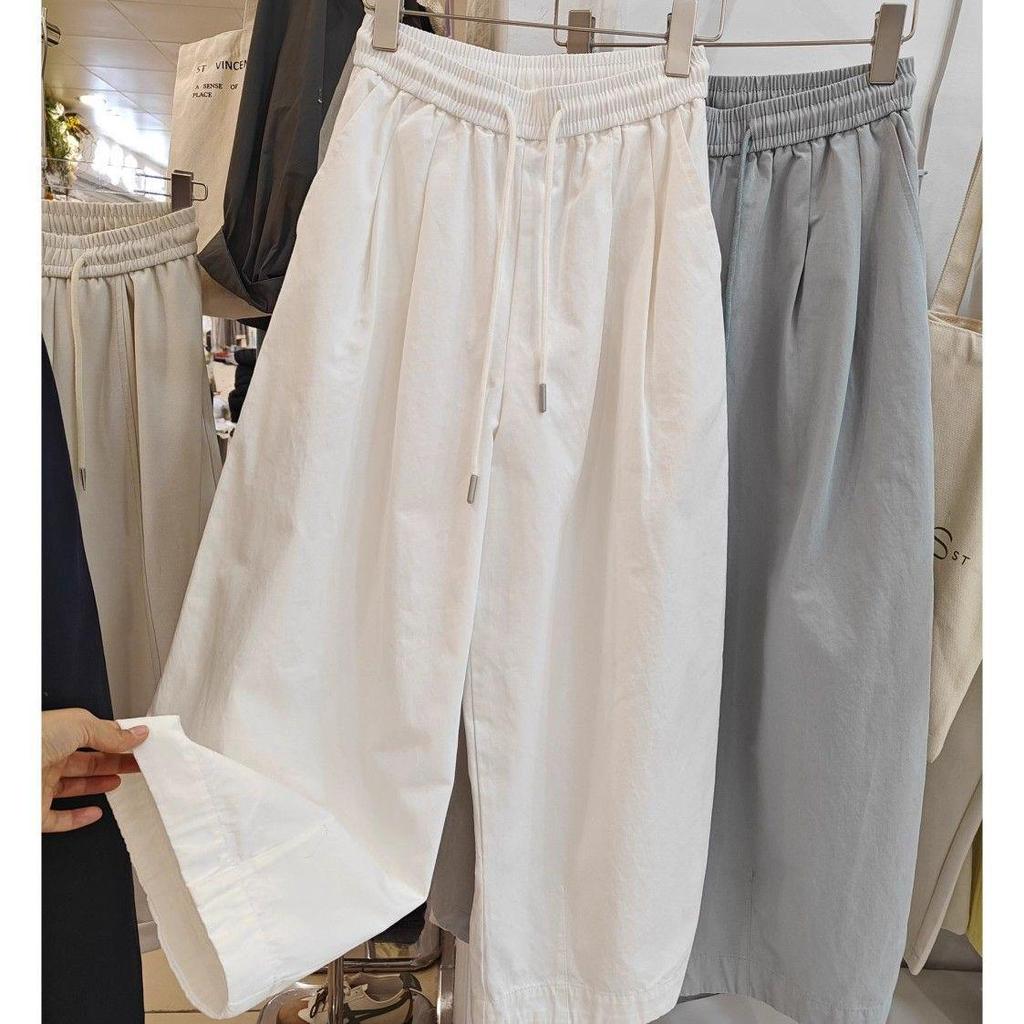 2026 Summer Korean-Style Loose Washed Cotton Balloon Harem Pants – Women's Casual Cropped Wide-Leg Trendy Trousers
