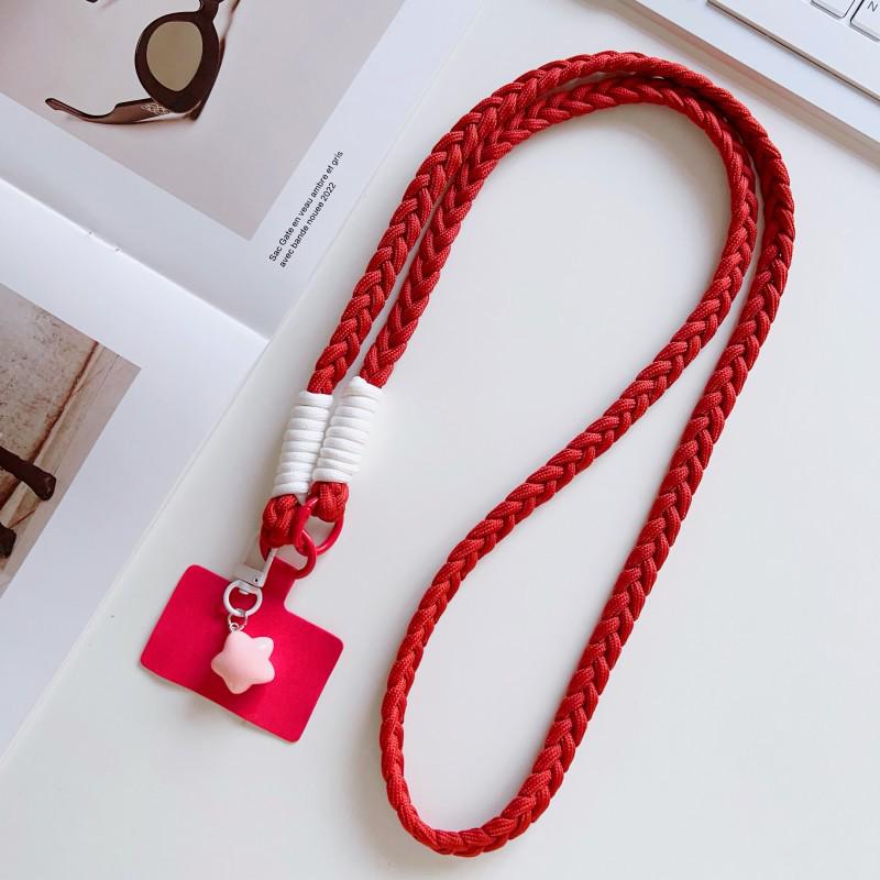 Woven Fashion Cartoon Pendant Mobile Phone Lanyard with Clip - Sturdy Anti-Lost Crossbody Chain