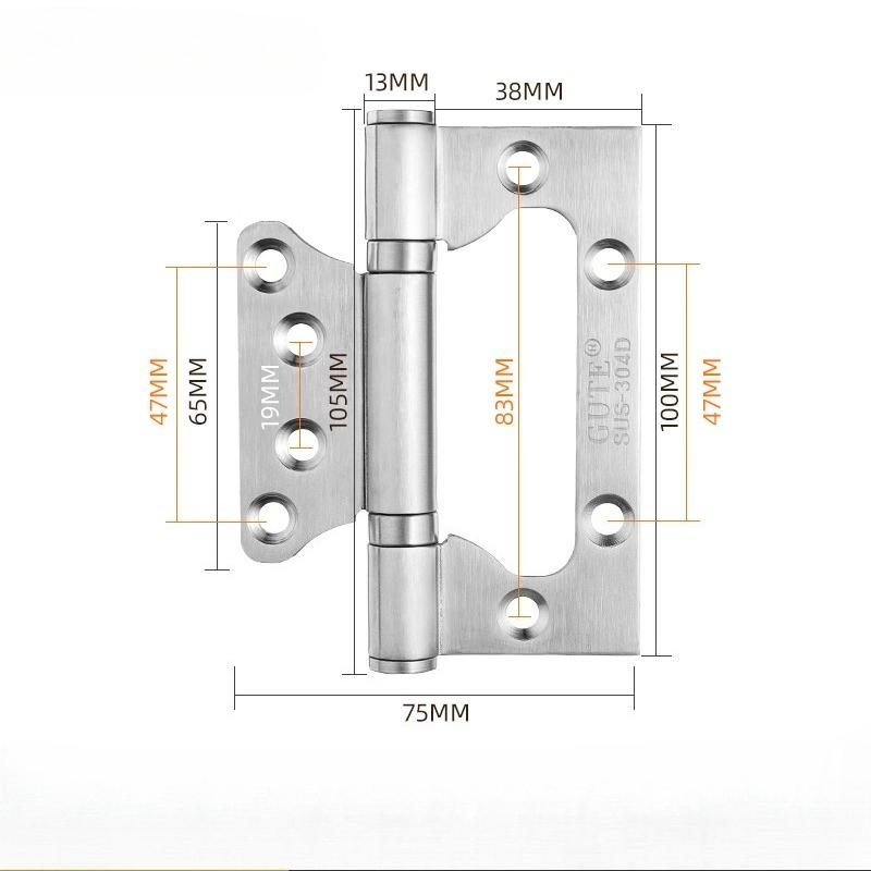 4/5 Inches 2Pcs (1 Pair) Door Butt Hinges Furniture Hardware Accessories 304 Stainless Steel Flat Door Thick High Quality Hinge