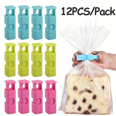 12pcs Food Sealing Clips, Spring-Loaded Snack & Bread Bag Clamps, Reusable Kitchen Sealer for Cereal/Vegetable Storage Bags