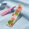 High Quality Bookmarks Dried Flower Resin with Tassels Double-Sided Magnetic Page Markers