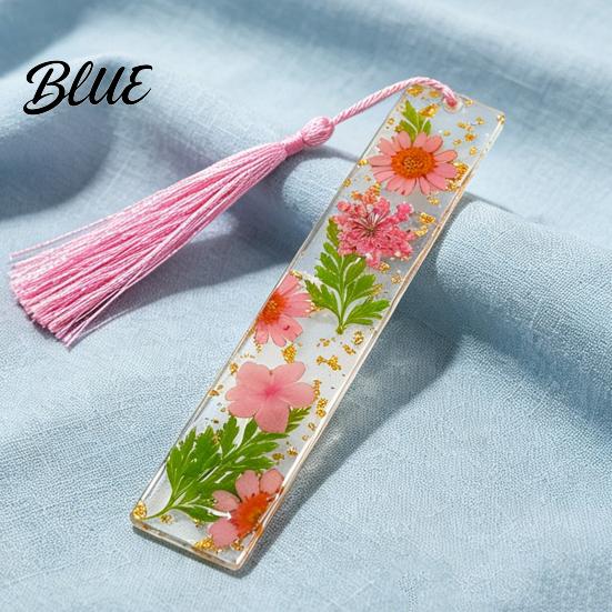 High Quality Bookmarks Dried Flower Resin with Tassels Double-Sided Magnetic Page Markers