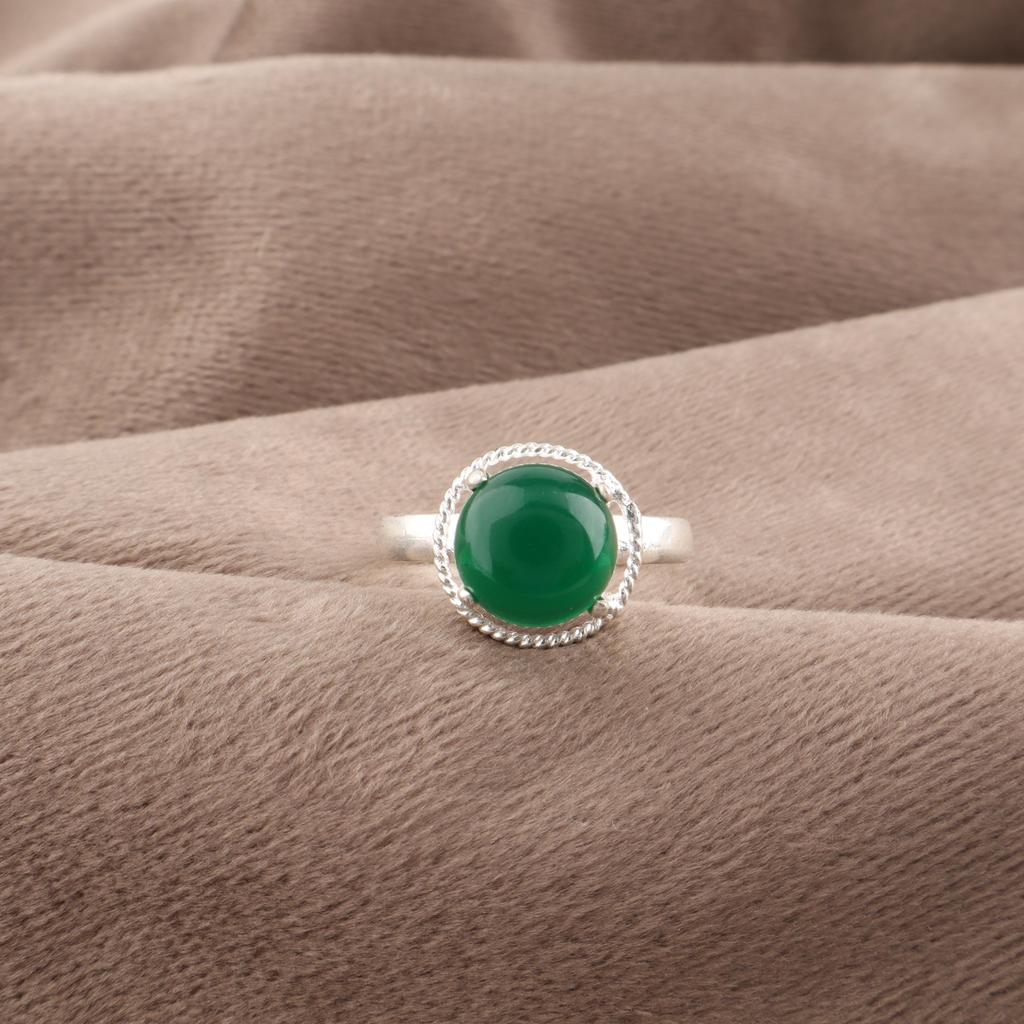 Smycken med grön onyx-ädelsten, Handgjord silverring, 925 sterlingsilversmycken, Designerring med onyx, Gåva till mormor