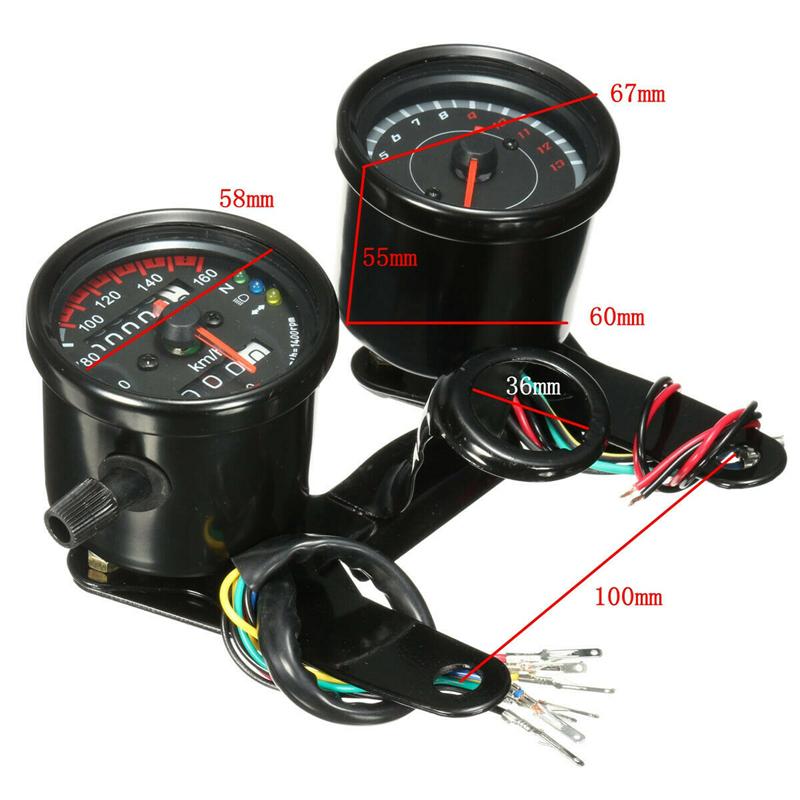 Universal For Honda Yamaha Suzuki Scooter ATV Meter 12V LED Backlight Motorcycle Dual Odometer Speedometer Tachometer Gauge