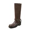 5CM Fringe Belt Design Knee High Boots Women Round Toe Chunky Heel Fall Winter Fashion