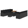 Ensemble de canapés de jardin 11 pièces avec coussins en rotin synthétique noir, Canapé de jardin 2 places avec rangement 3364319