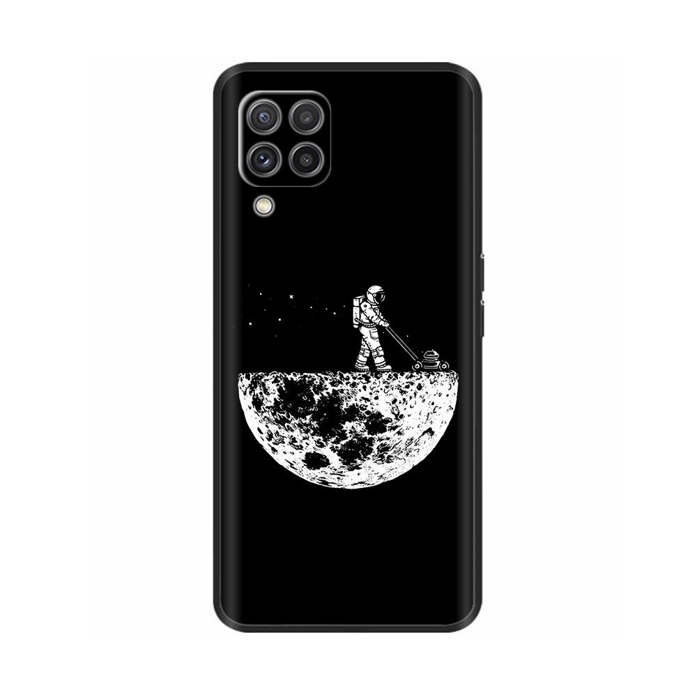 For Samsung A12 M12 F12 Case Stylish Painted Cover Soft Liquid Silicone Phone Case For Galaxy A12 A M F 12 Fundas TPU Capa Black