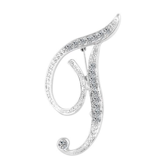 1 Pc Fashion Unisex Rhinestone English Letters Alphabet A-Z Brooch Pin Ornament