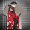 Samurai Katana Tattoo Girl 3D Print T-Shirts Men Women Short Sleeve T Shirt Harajuku Top Street Tees Men's Clothing