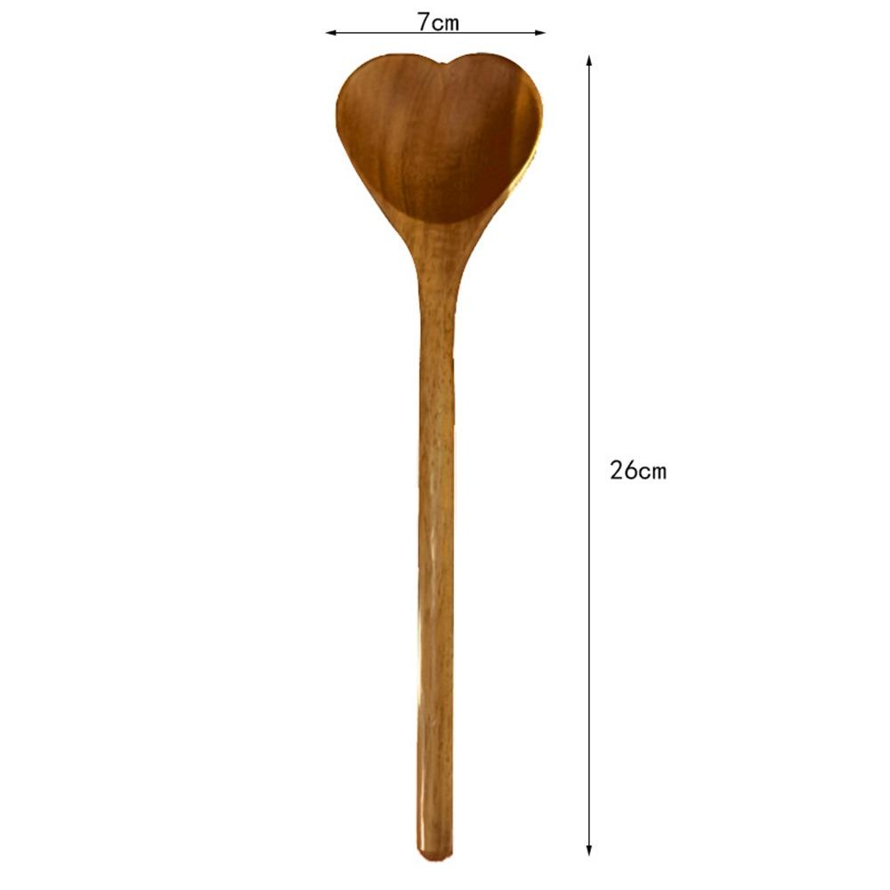 Portable Premium Love Wooden Spoon Long Handle Wooden Rice Spoon Simple Ergonomic Design Teaspoon For Tea Honey Desserts