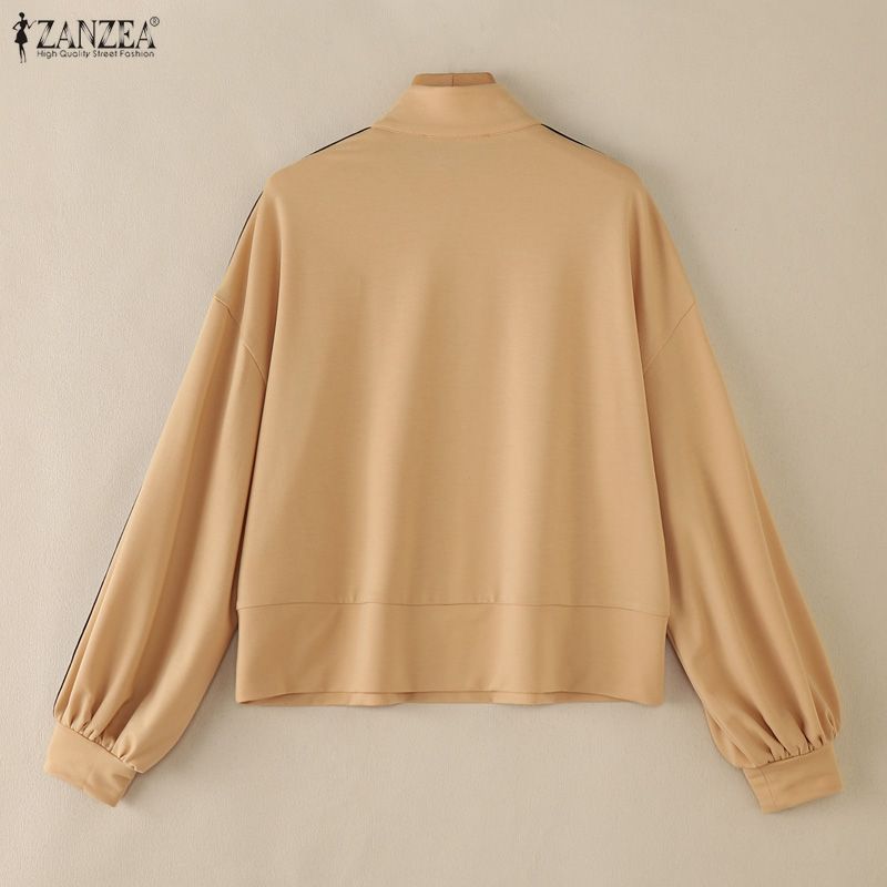 ZANZEA Women Casual Stand Collar Long Sleeve Blouse