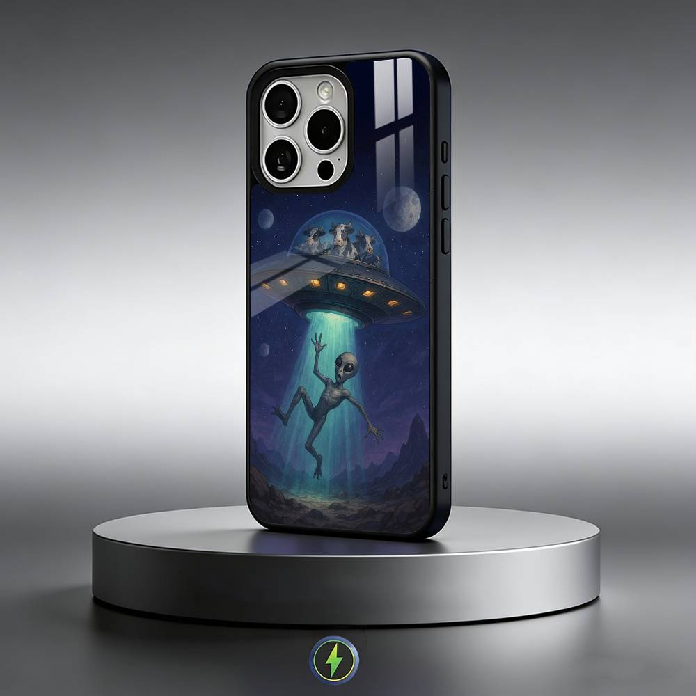 Singular Space UFO Alien Phone Case For iPhone17,16,15,14,13,12,11 Plus,Pro Max Magnetic For Magsafe Wireless Charging