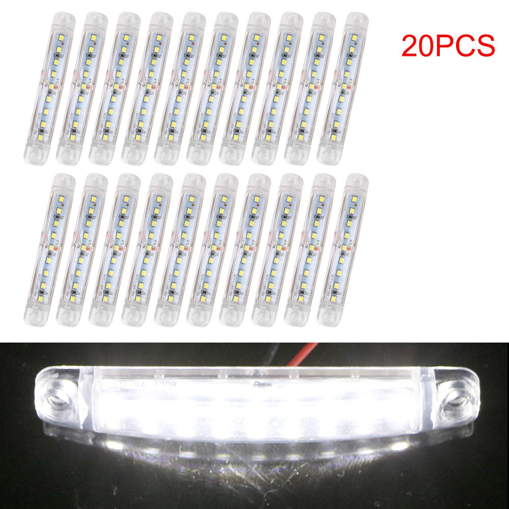 

20 шт./компл. 9 светодиодных ламп 12-24 В для габаритных огней автобуса, грузовика, прицепа, красные/белые/синие/желтые боковые габаритные огни, задние указатели поворота белый