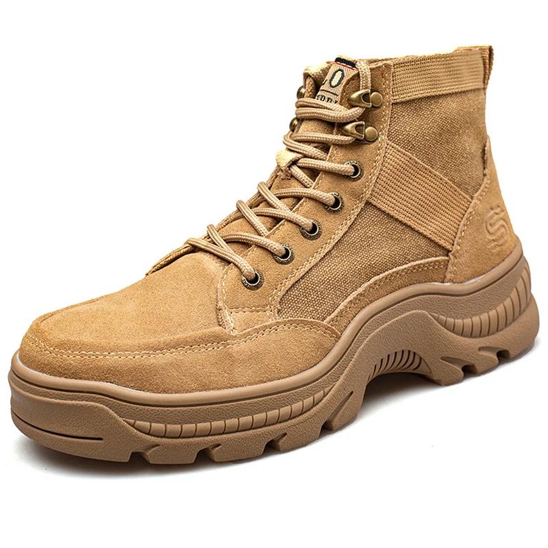 

New Security Men Indestructible shoes leather Boots Steel toe shoes Waterproof Safety Boots Work Shoes Puncture-Proof Men Boots 37