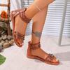 Foreign Trade Sandals Women 2025 New European and American Fairy Style Flat Bottom Summer Women's Fashion Willow Nails Roman Shoes 35-43