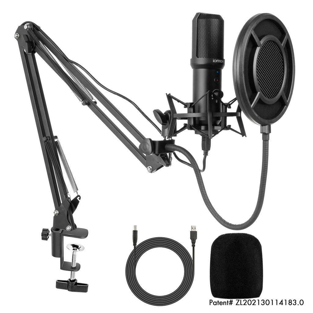 Q10B Microphone Stand Set Active Noise Cancelling Cardioid Pointing Voice Recording One-click Mute for Music Game Anchor
