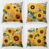 New Imitation Embroidery Sunflower Pillowcase Sofa Cushion Small Fresh Sunflower Bay Window Bedside Decorative Cushion Cover
